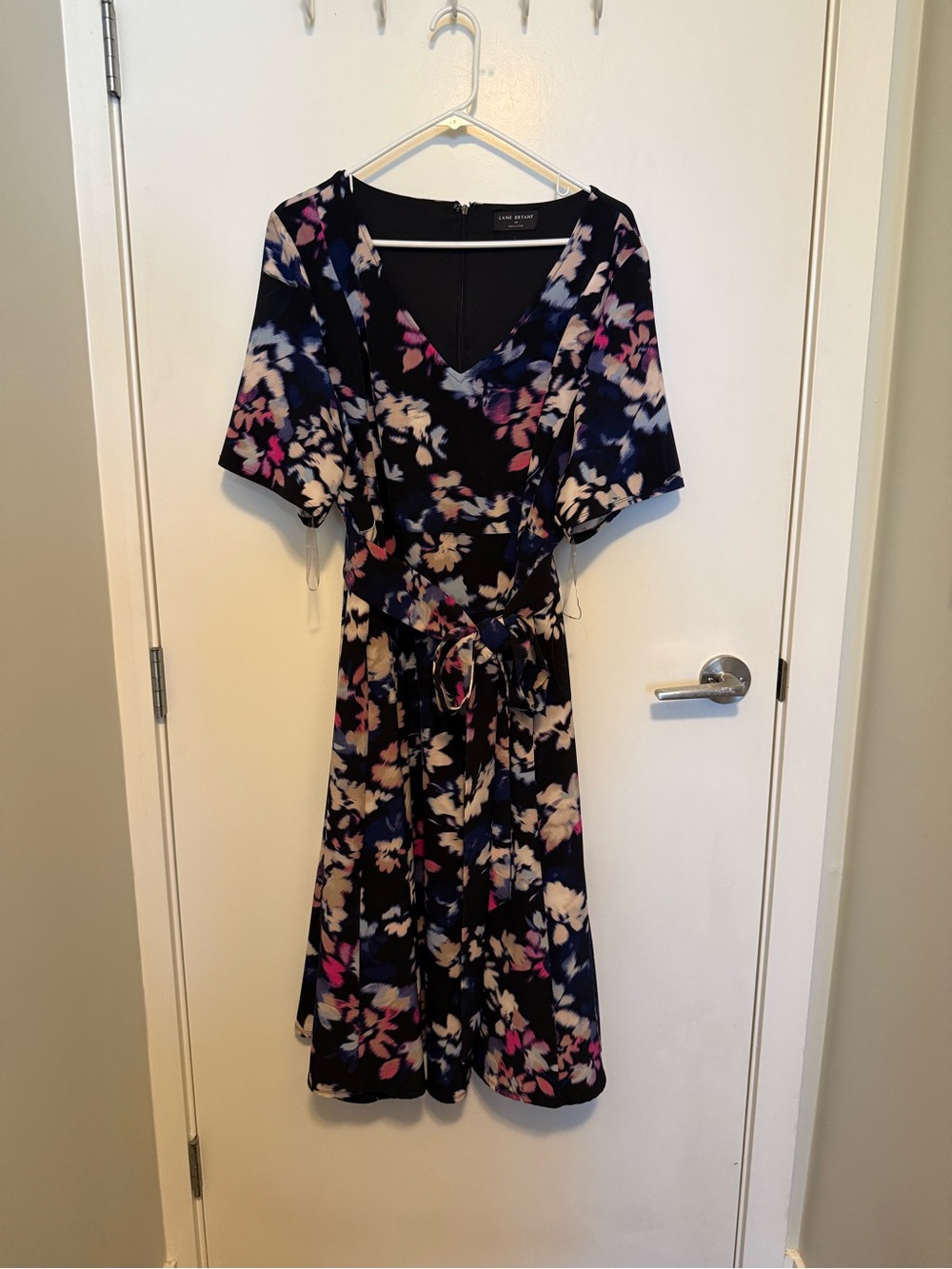 Lane Bryant Black Floral Midi Dress with Pink & Purple Accents - Picture 2 of 6